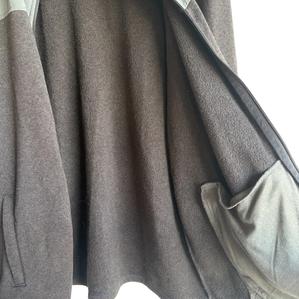 Eddie Bauer Mens Full Zip Fleece Jacket Sweater Black/Gray Hike Size‎ Large